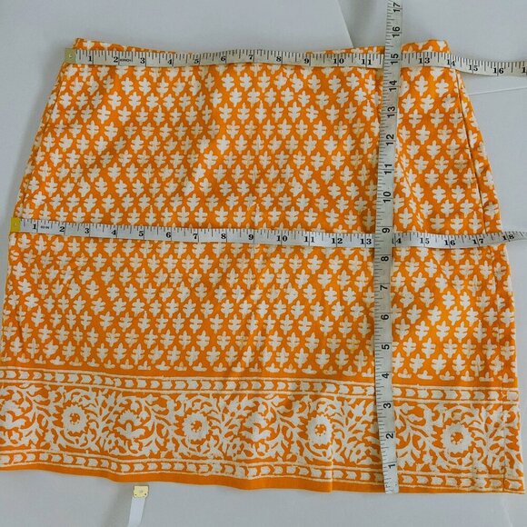 Sz 00- J. Crew Fctry Stretch Orange Boho Pattern Zip Up‎ Mini Skirt with Pockets - Picture 8 of 8